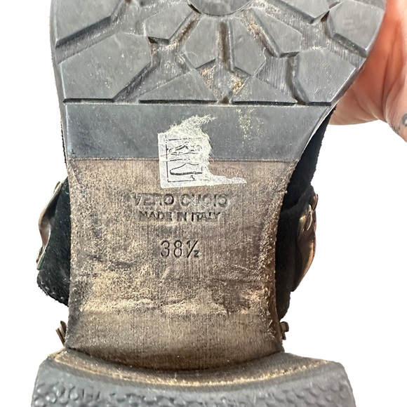 Suede black ankle boots Chelsea with metal embellished straps buckle side zip - Picture 5 of 5